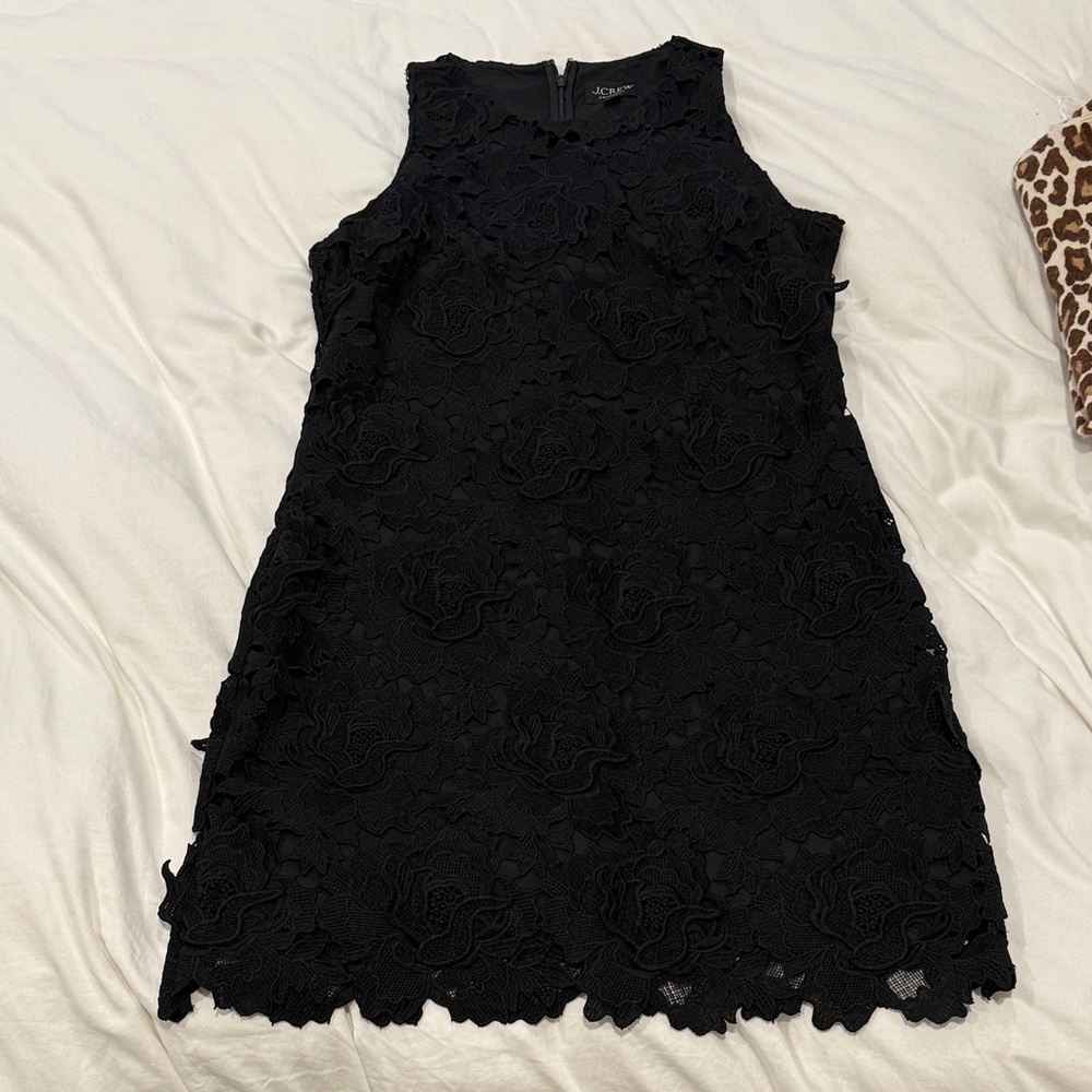 J. Crew Collection Black Floral Lace Mini Dress